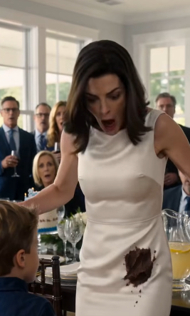 He Smeared Cake On His Stepmother’s White Dress, But The Water Revealed Her Secret Eight-Year-Old Leo Grabbed A Massive Fistful Of Chocolate Frosting And Slammed It Directly Into The Center Of His Stepmother’s Pristine White Silk Dress.