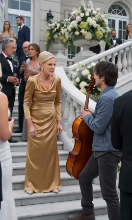A Rich Family Destroyed A Poor Musician’s Cello At A Luxury Wedding… Then A Powerful Man Dropped To His Knees In Front Of Him.